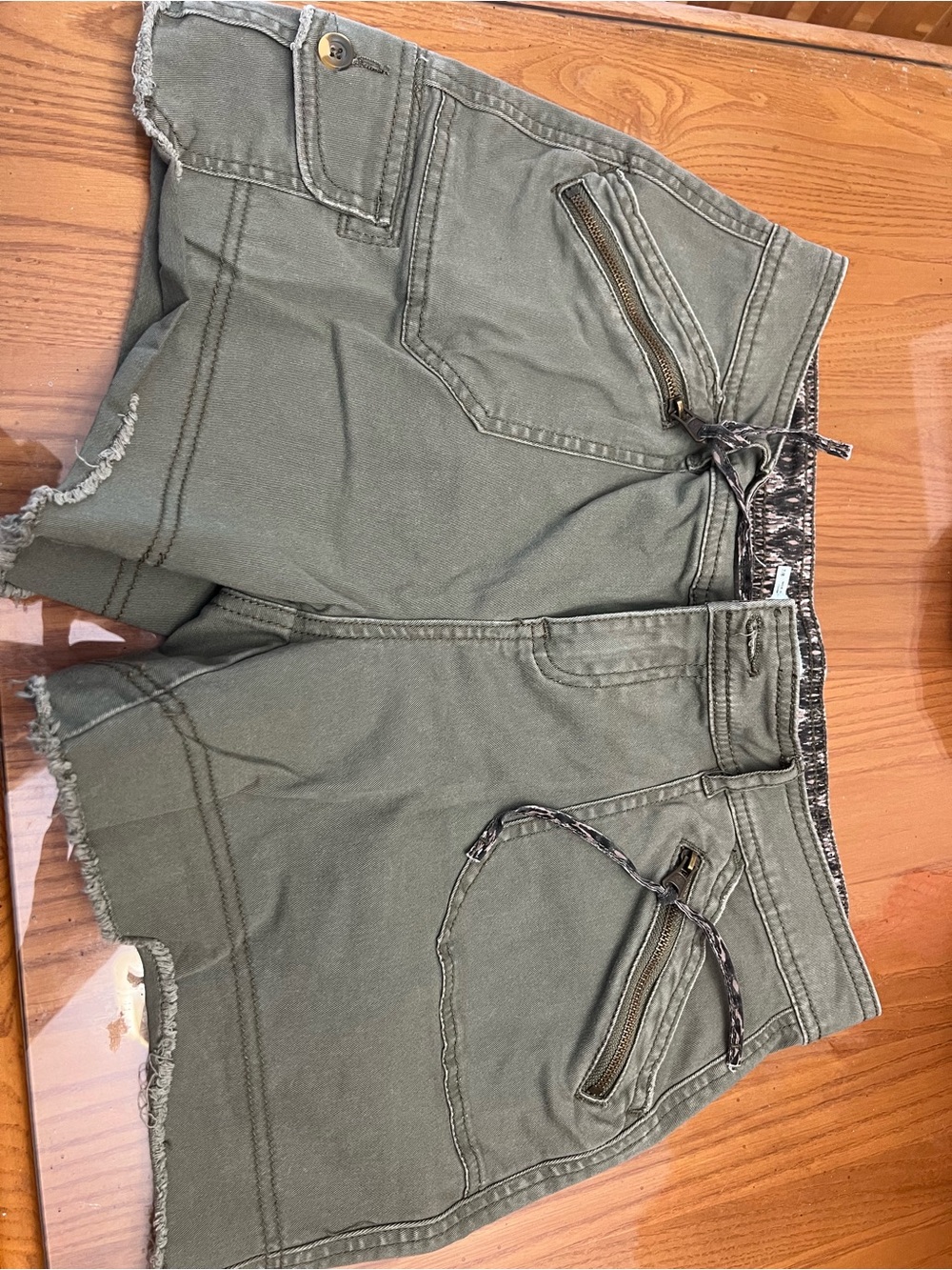 Maurices Olive Green Utility Cargo Shorts with Frayed Hem